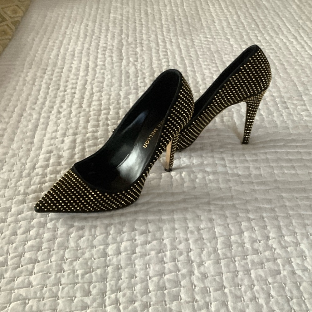 Black and Gold Studded Heels